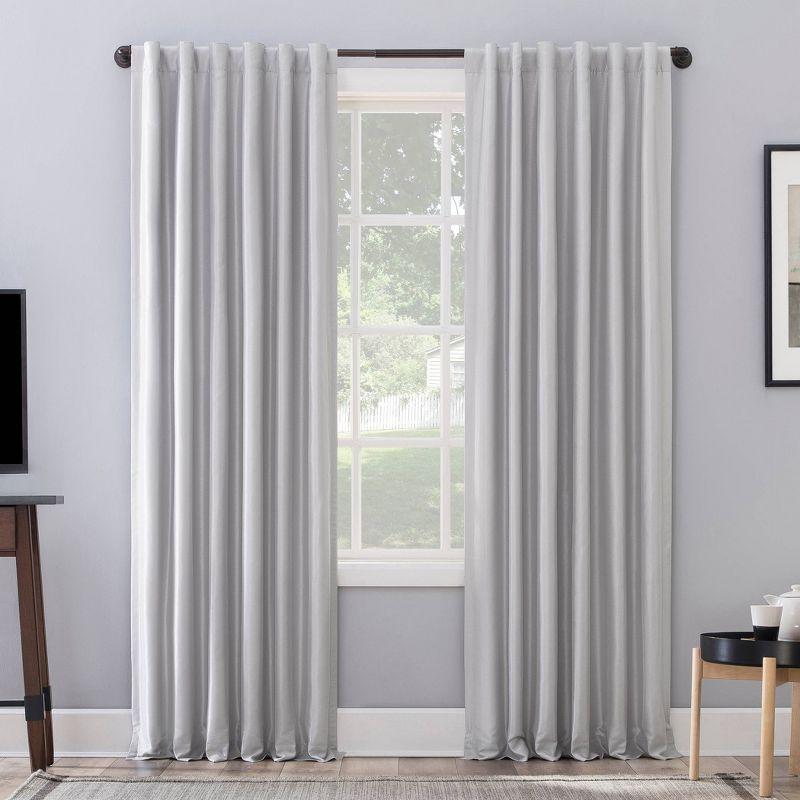 Faux Dupioni Silk Thermal Extreme 100% Blackout Back Tab Curtain Panel