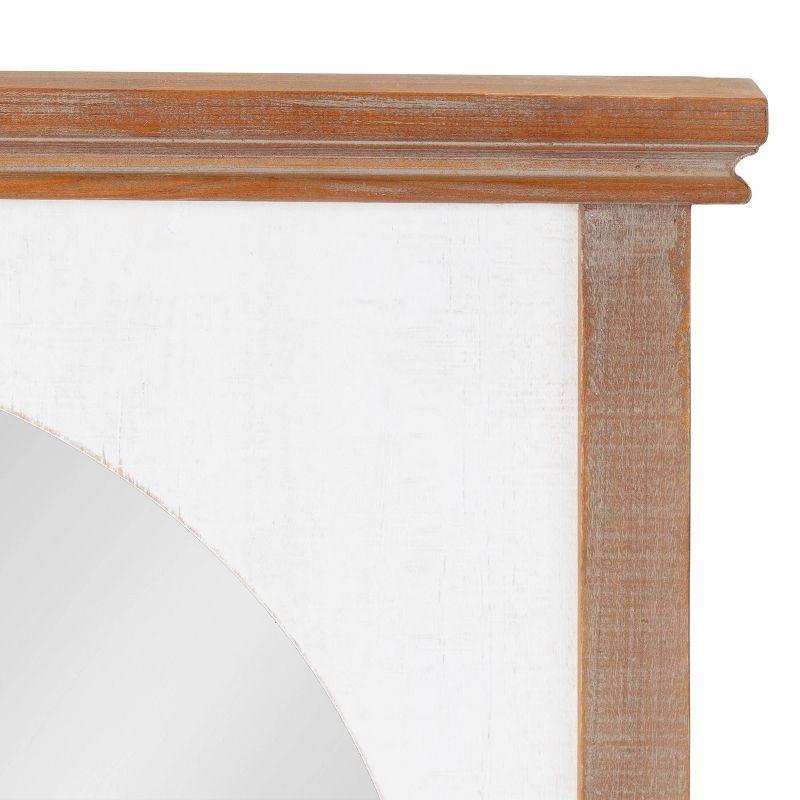 22" x 28" Brenna Wood Framed Arch Decorative Wall Mirror Brown/White - Kate & Laurel: Vintage Farmhouse Style, No Shelf