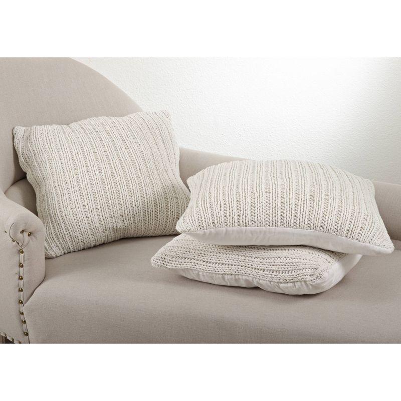 Saro Darcy Knitted Collection Striped Down Throw Pillow