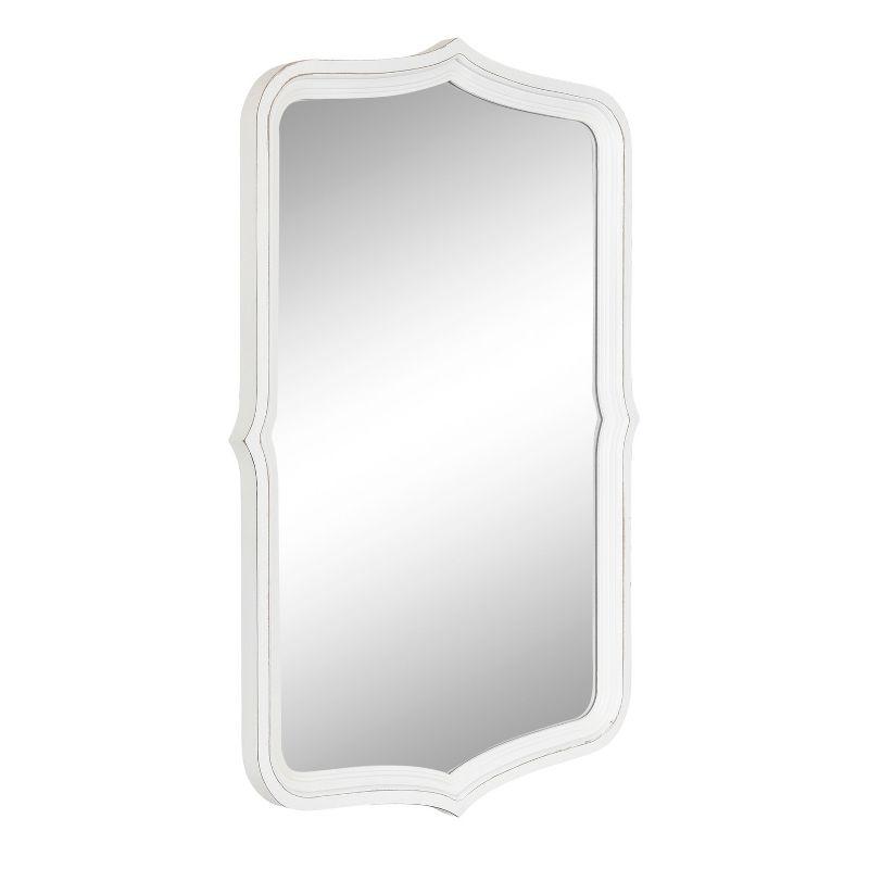 White Scalloped Rectangular Wood Wall Mirror