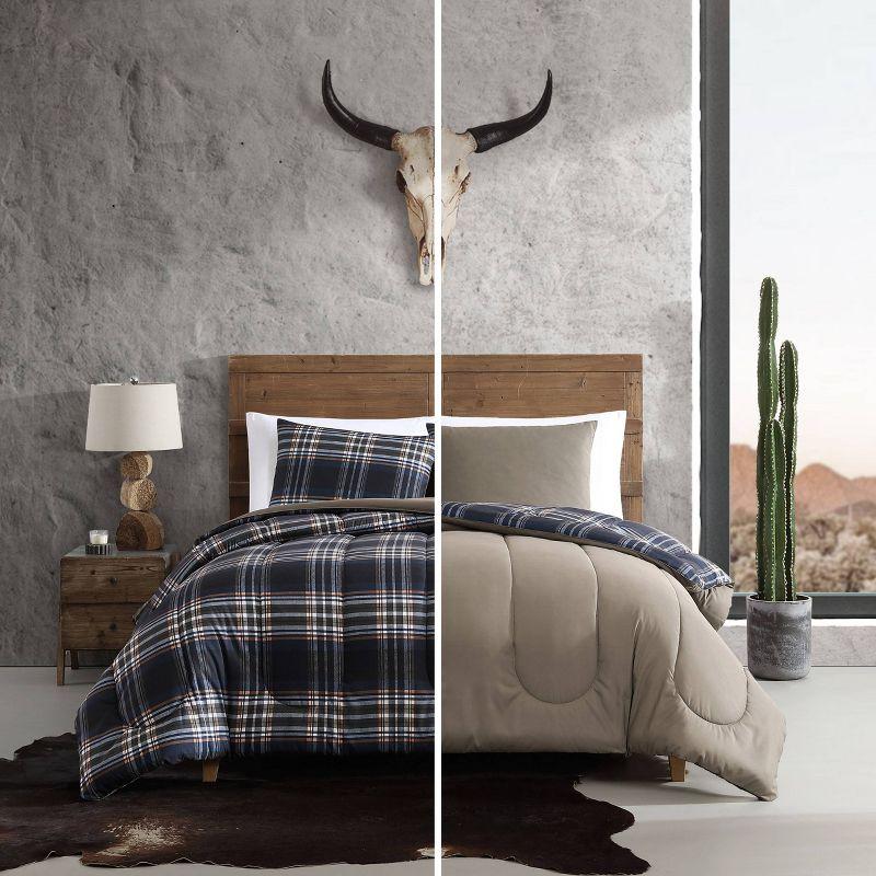 Wrangler 3pc Full/Queen City Flats Plaid Duvet Set Blue: Microfiber Bedding, OEKO-TEX Certified