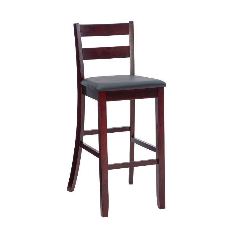 Torino 31" Ladder Back Merlot Wood & Brown Faux Leather Barstool