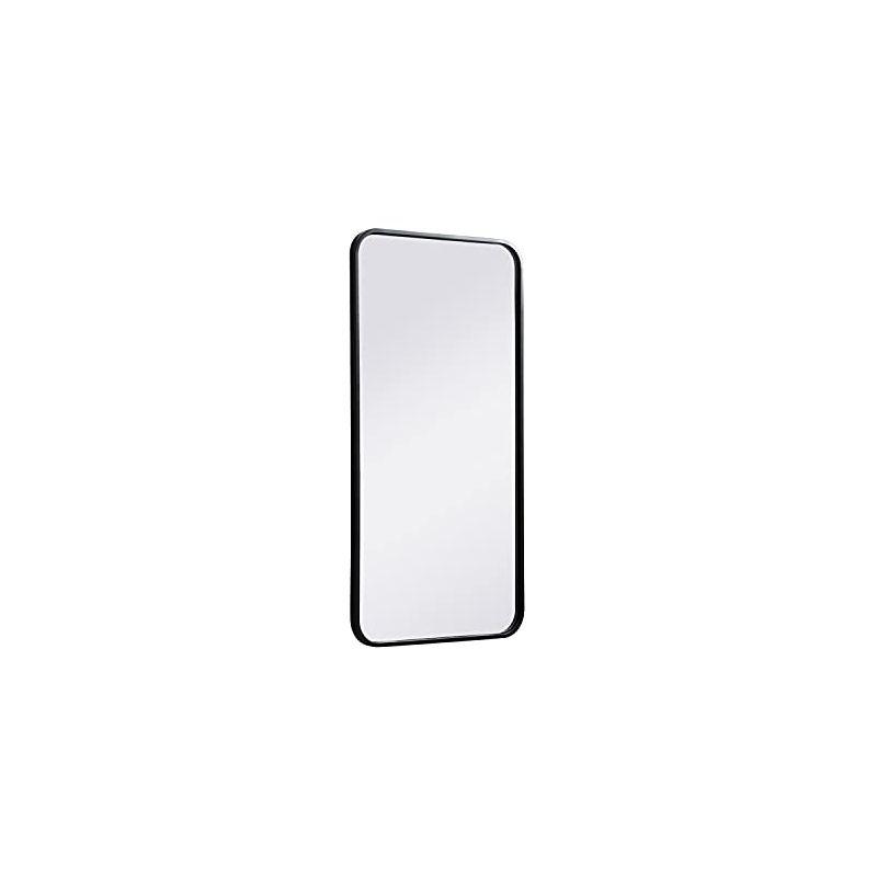 Elegant Lighting Soft corner metal rectangular mirror 18x36 inch in Black