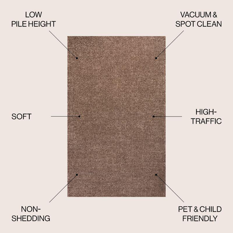 5'x8' Haze Solid Low-Pile Area Rug, Brown - JONATHAN Y