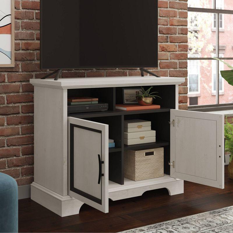 Sauder Carolina Grove TV Stand for TVs up to 39" Winter Oak: Adjustable Shelving, Enclosed Back, Metal Hardware