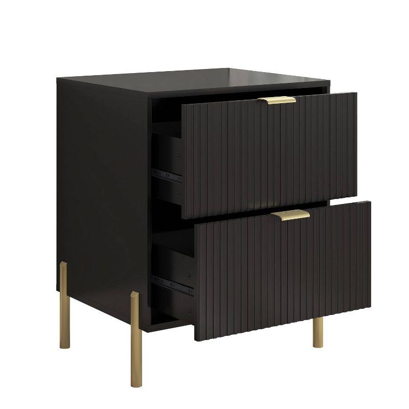 Festivo 2pc Modern Elegance 2 Drawer Nightstands Side Table Set Black