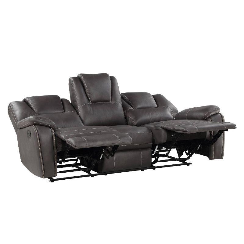 Charcoal Faux Leather Reclining Sofa with Pillow-top Arms