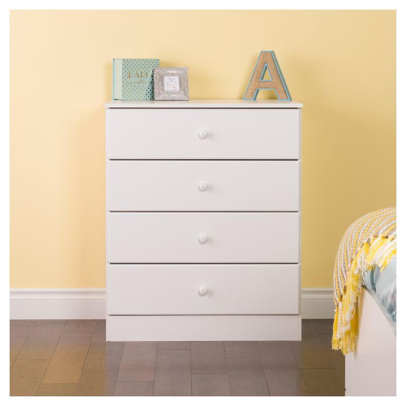 4 Drawers Astrid Dresser White - Prepac: Contemporary Storage Chest, Bedroom Furniture