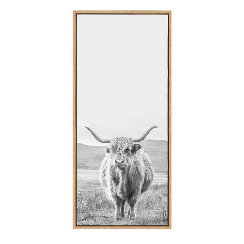 Sylvie Highland Cow Landscape BW Framed Canvas by Creative Bunch - Kate & Laurel All Things Decor