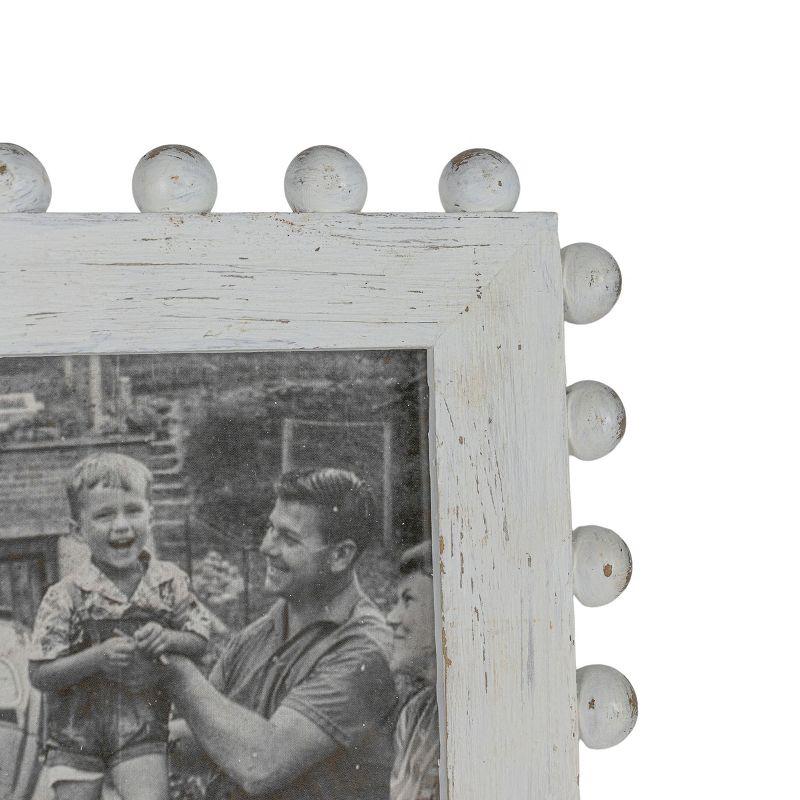 Foreside Home & Garden White Wood Bead Picture Frame