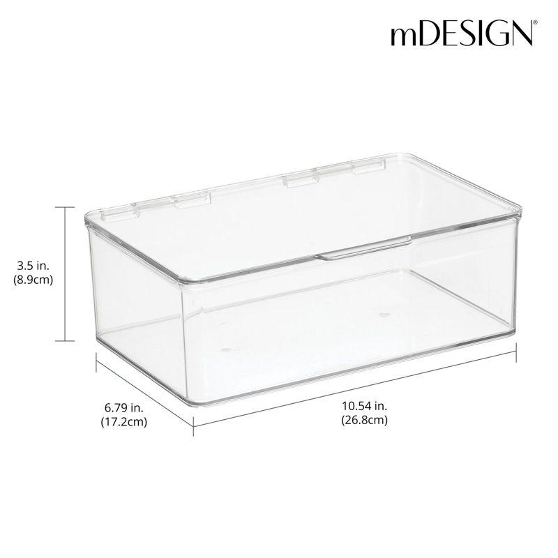 Clear Plastic Stackable Organizer Bin with Hinged Lid