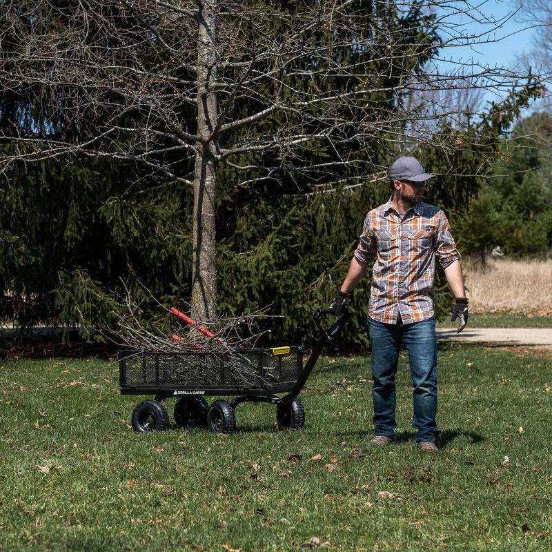 Gorilla Carts Steel Utility Cart, 4 Cubic Feet Heavy Duty Garden Wagon Outdoor Moving Cart with Wheels, 900 Pound Capacity, Removable Sides, Gray