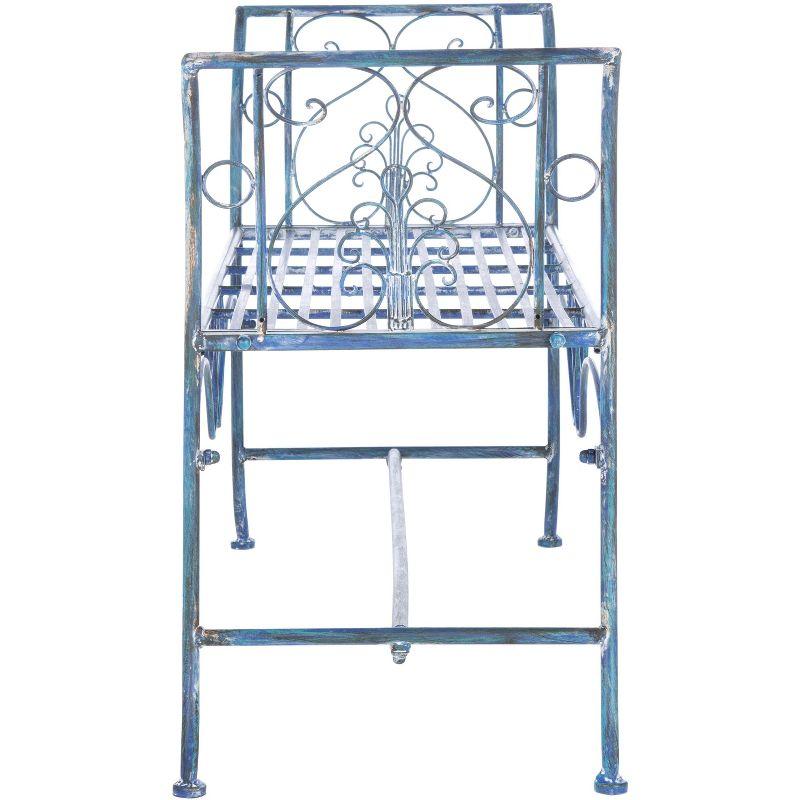 Victorian Elegance 51-inch Mossy Blue Wrought Iron Garden Bench