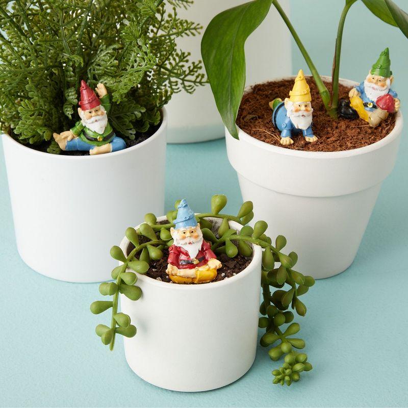 Juvale 4 Pieces Mini Garden Gnomes, Outdoor Fairy Miniature Statue Accessories Set, Decorations in Funny Poses, Yard Ornaments for Yoga Gifts, Planter