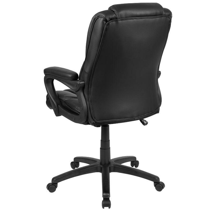 Ergonomic High-Back Black Leather Swivel Office Chair with 360° Swivel