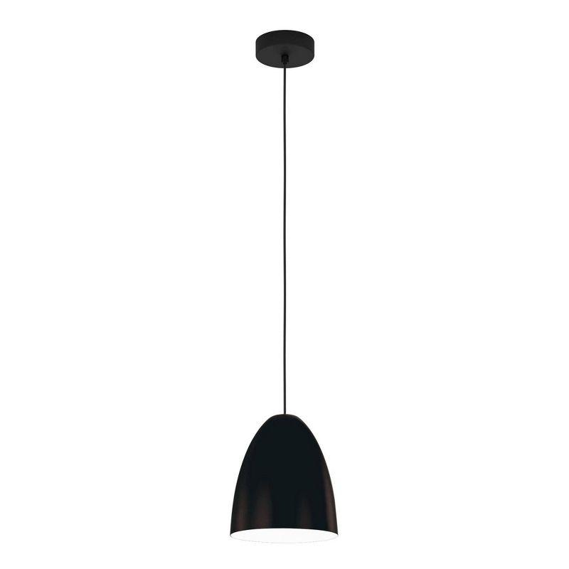 1-Light Sarabia Pendant Structured Black Exterior and Matte White Interior Metal Shade - EGLO: Adjustable Ceiling Fixture for Kitchen
