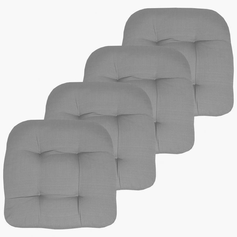 Silver Tufted 19" x 19" Indoor/Outdoor Chair Cushions, 4 Pack