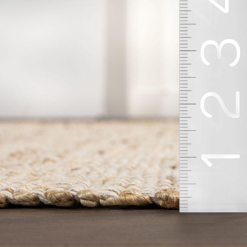 Nuloom 2x6 Elfriede Jute & Cotton Hand Woven Indoor Area Rug, Natural, Solid Rustic Farmhouse Style Natural Fiber Bedroom, Living Room,