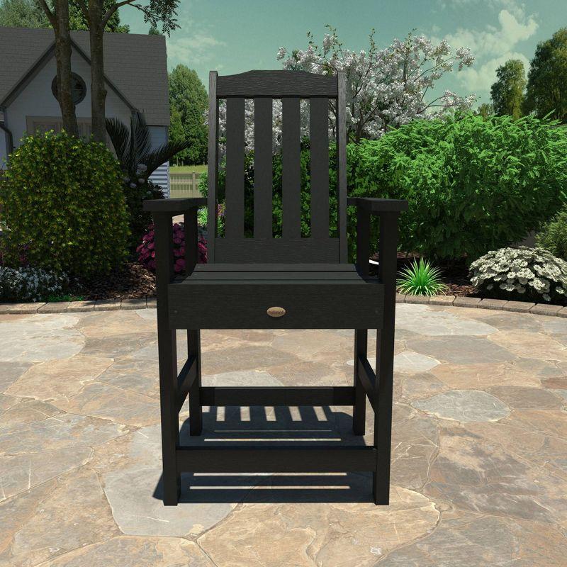 Elegant Lehigh Black Poly Resin Outdoor Counter Height Armchair