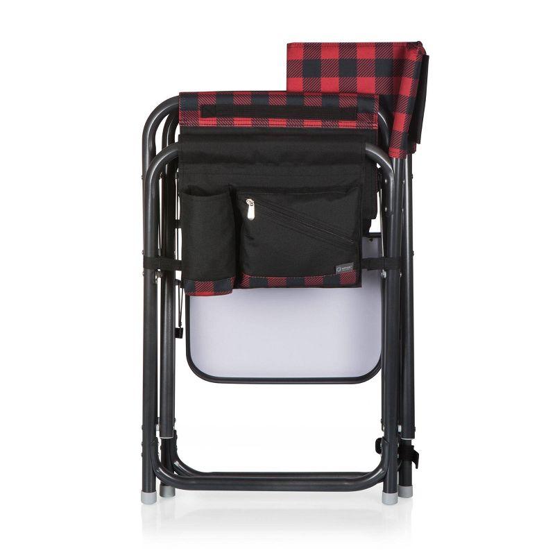 Red & Black Buffalo Plaid Aluminum Outdoor Director's Chair with Side Table