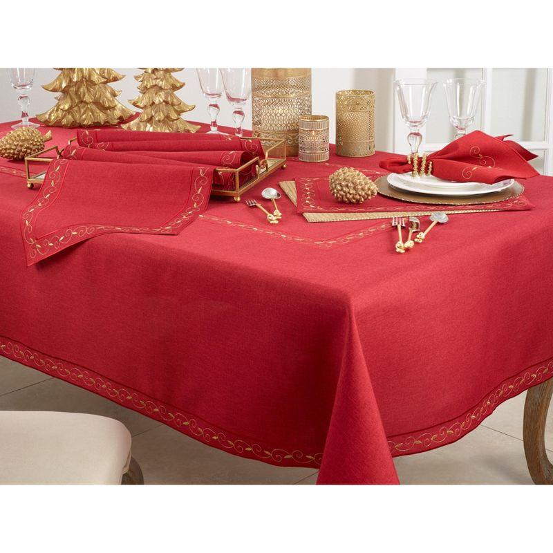 Saro Lifestyle Decorative Embroidered Holiday Napkin, 20" Square, Burgundy (Set of 4)