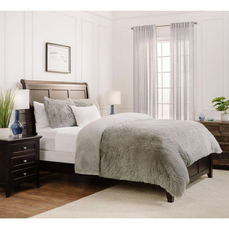 Gray King Ultra Soft Faux Fur Duvet Cover Set