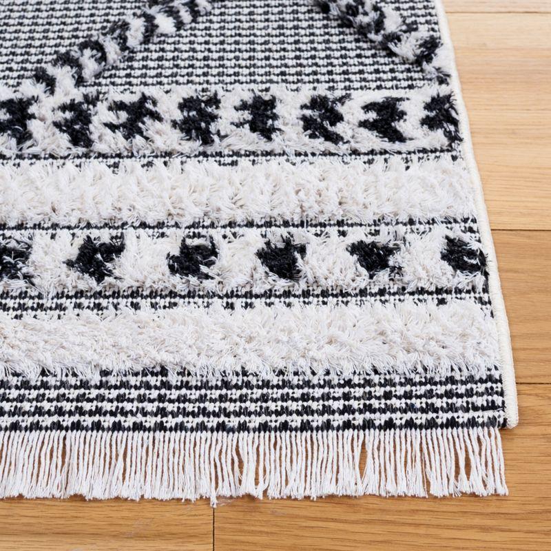 Augustine Black and Ivory Flat Woven Geometric Runner Rug