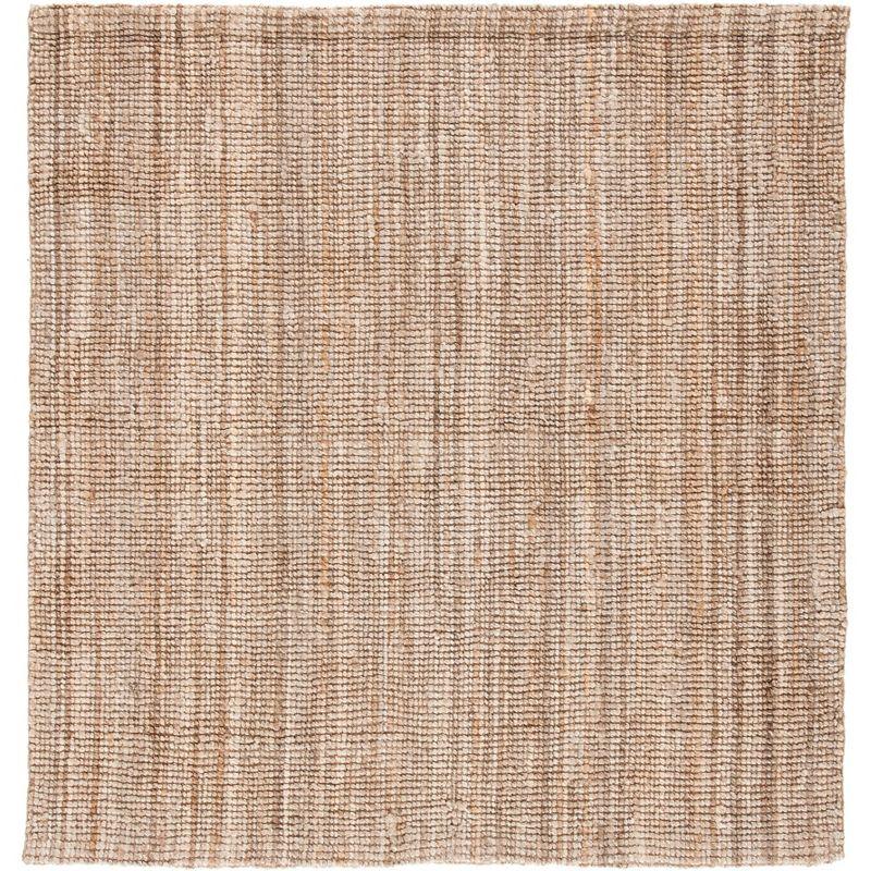 Hand-Knotted Gray Square Easy-Care Jute Area Rug - 5'