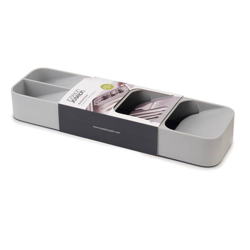 Joseph Joseph DrawerStore Compact Cutlery Organizer- Gray: In-Drawer Flatware Storage with Multiple Compartments