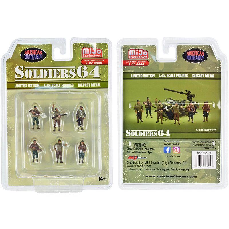 "Soldiers 64" 6 piece Diecast Set Military Figures Limited Edition to 4800 pieces for 1/64 Scale Models by American Diorama