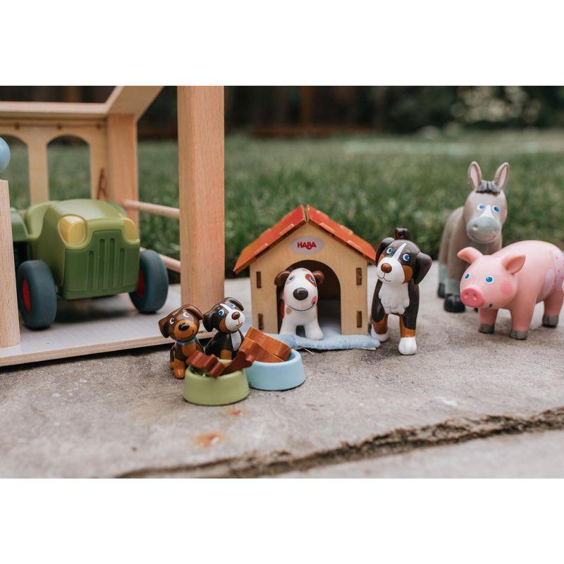 HABA Little Friends Dog Lucky - Pet Toy Figure with Doghouse & Wooden Bones