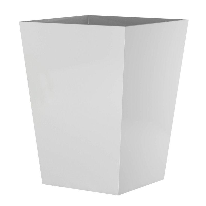 Radiant White Polished Plastic Square Waste Basket