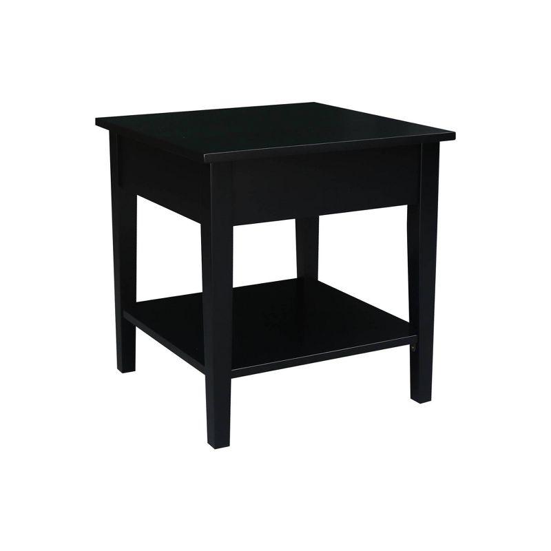 Black Solid Wood Square End Table with Storage, 24x24