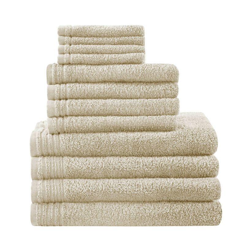 12-Piece Beige Cotton Quick-Dry Bath Towel Set