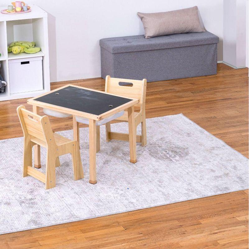 Cordia Pine Wood Activity Table and Chair Set with Chalkboard