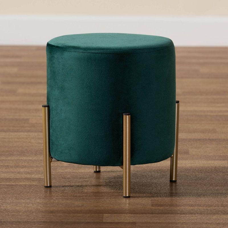 Thurman Velvet Metal Ottoman - Baxton Studio