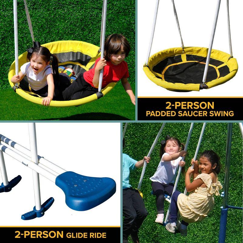 Sportspower Swing and Play Galvanized Metal with 2 Standing Kids' Roman Glider Saucer Swing Set