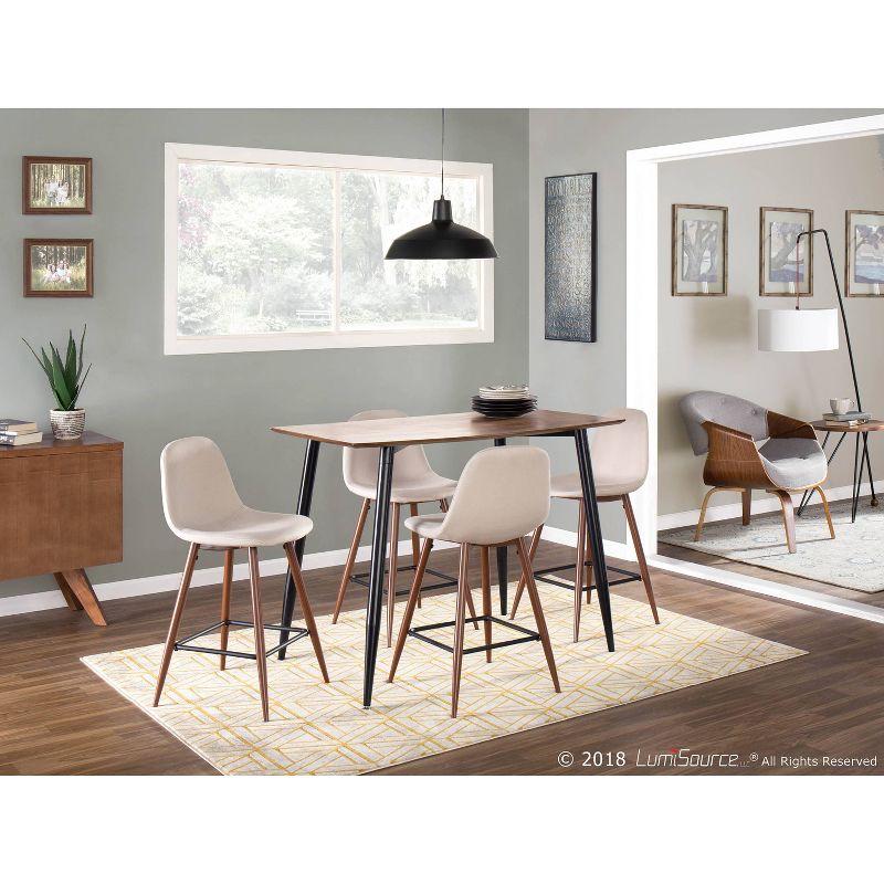 Set of 2 Pebble Mid-Century Modern Counter Height Barstools Beige - LumiSource: Steel Frame, Tapered Legs, Polyester Upholstery