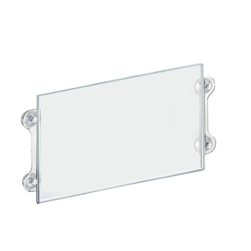 Clear Acrylic Window/Door Sign Holder Frame with Suction Cups 17''W x 11''H, 2-Pack (Set of 2)