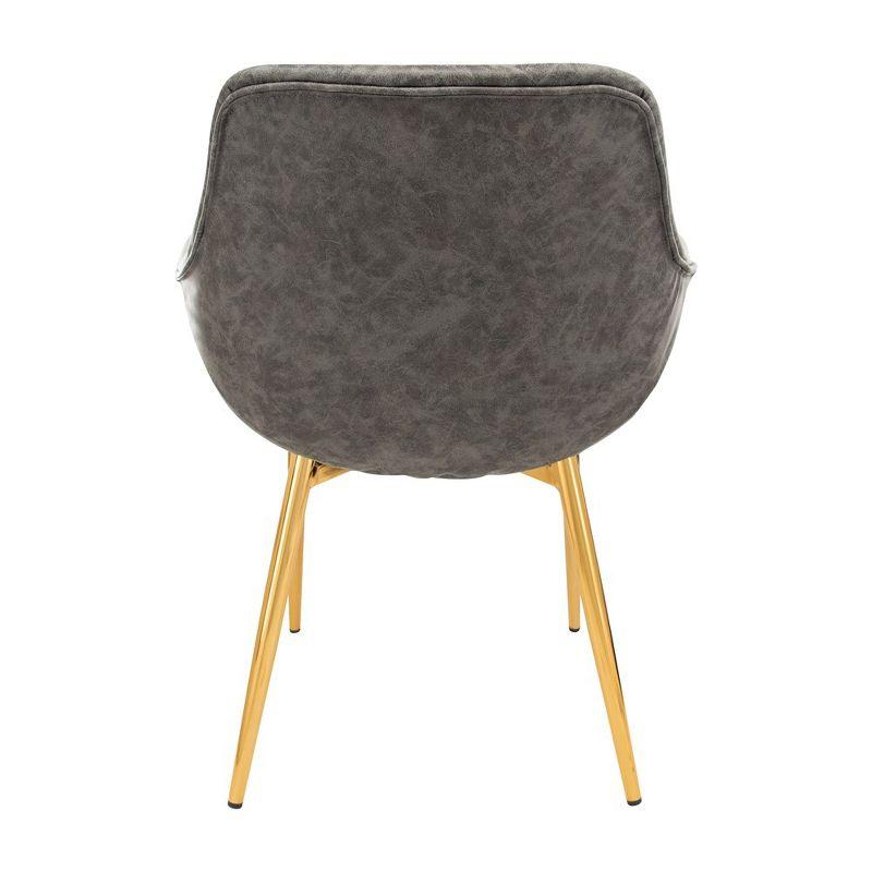 LeisureMod Markley Faux Leather Dining Chair with Arms and Gold Metal Legs