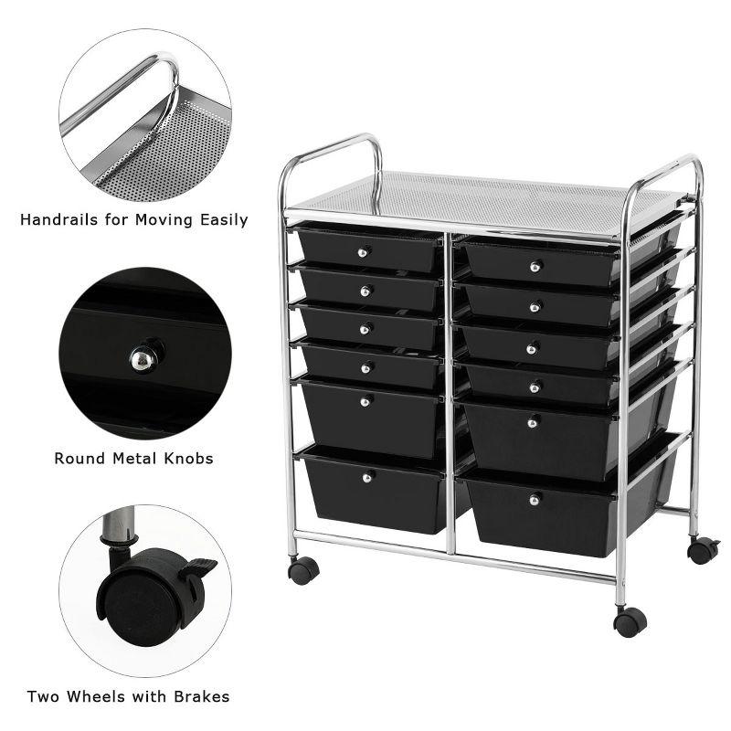 Costway 12 Drawers Rolling Cart Storage Mutlicolor Scrapbook Paper Studio Organizer Bins