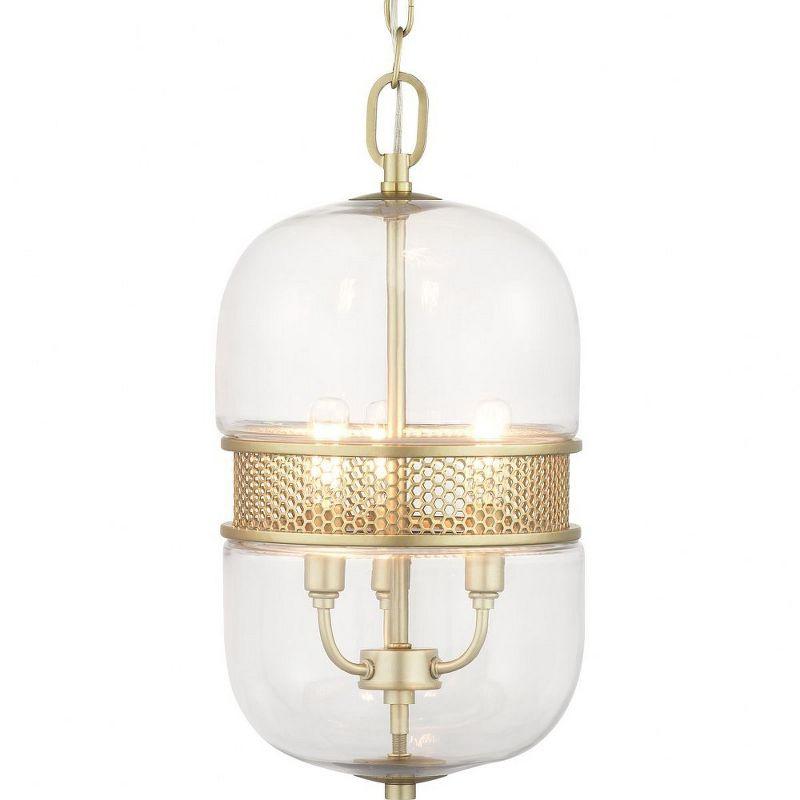 Progress Lighting, Cayce Collection, 3-Light Pendant, Vintage Gold, Glass Shade