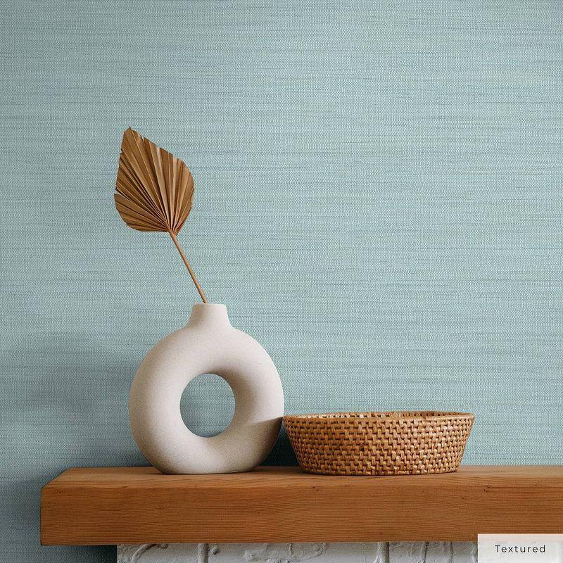 Tempaper & Co.® Faux Horizontal Grasscloth Removable Peel and Stick Wallpaper, Textured Seaglass, 56 sq ft: Vinyl, Prepasted
