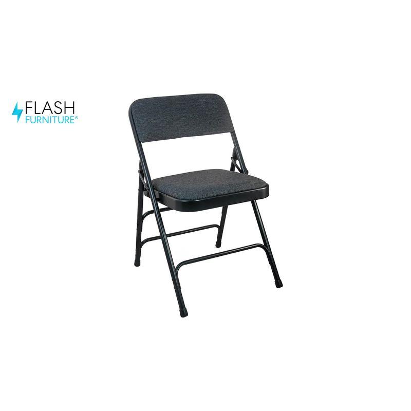 Black Metal and Fabric Armless Folding Chair Set