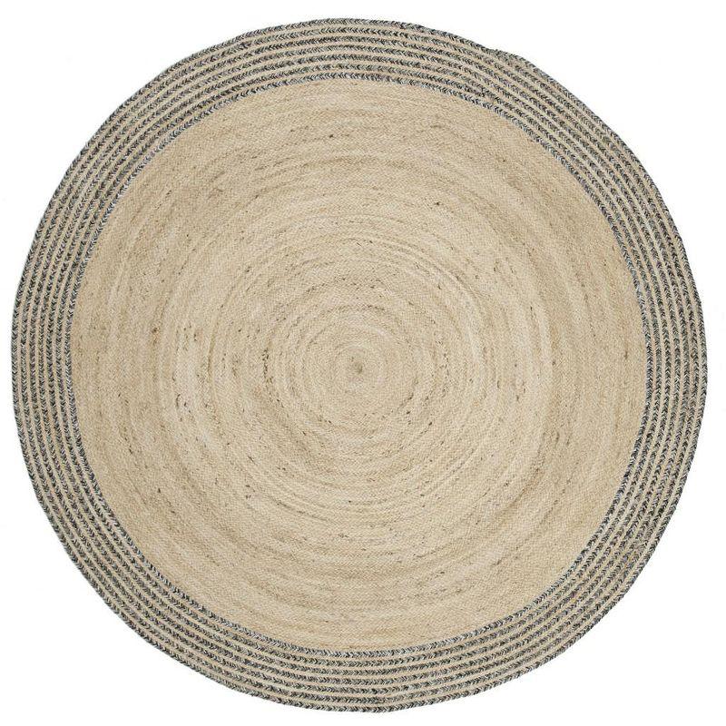 Cape Cod CAP204 Hand Woven Accent Rug - Ivory/Steel Grey - 3' Round - Safavieh.