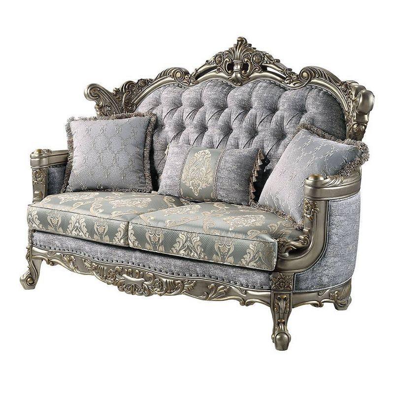 73" Miliani Sofa Fabric and Antique Bronze Finish - Acme Furniture: Leather Upholstery, Wood Frame, Includes 3 Pillows