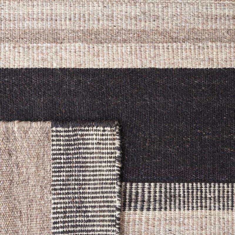 Handwoven Natural Black Wool Square Area Rug - 6' x 6'