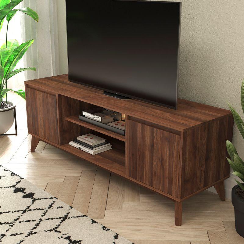 Flash Furniture Hatfield Mid-Century Modern TV Stand for up to 64 inch TV's - Media Center with Adjustable Center Shelf and Dual Soft Close Doors