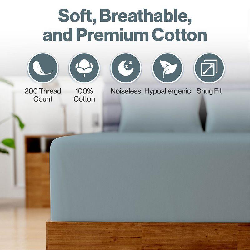 Superity Linen Fitted Sheet - 100% Premium Cotton - 200 Thread Count