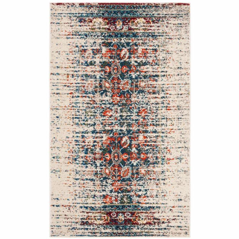 Monaco MNC208 Power Loomed Indoor Accent Rug - Ivory/Blue - 3'x5' - Safavieh